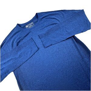 FIGS Seamless Shirt Men L Blue Underscrub LS Nurse Medical Stretch Wicking